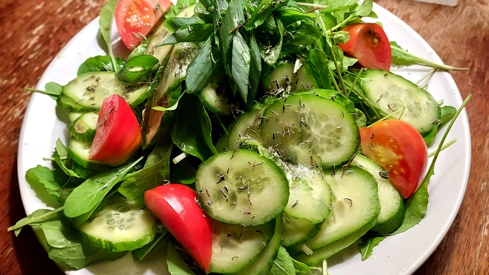 Cucumber, tomato, and herb salad